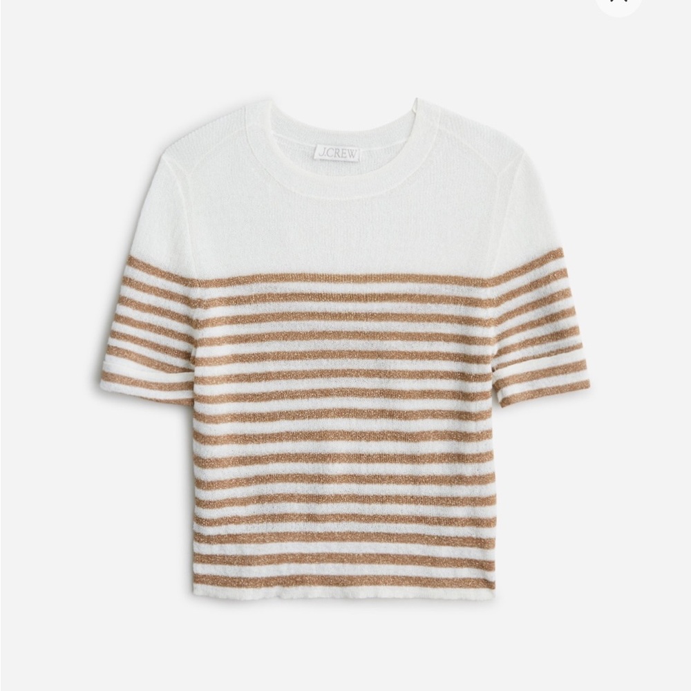 J. Crew Gold and White Striped Short Sleeve Tee